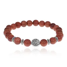 Браслет Дерево жизни с синт.камнем Коричневый авантюрин 8мм BSHE-05-01S