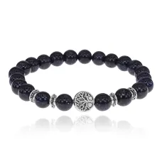 Браслет Дерево жизни с синт.камнем Синий авантюрин 8мм BSHE-05-02S
