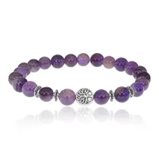 Браслет Дерево жизни с нат.камнем Аметист 8мм BSHE-05-03S