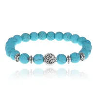 Браслет Дерево жизни с синт. камнем Бирюза 8 мм BSHE-05-05S