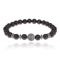 Браслет Дерево жизни с нат.камнем Гранат 7,5мм BSHE-05-06S