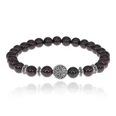 Браслет Дерево жизни с нат.камнем Гранат 7,5мм BSHE-05-06S
