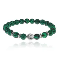 Браслет Дерево жизни с синт.камнем Малахит 8мм BSHE-05-12S