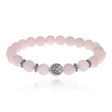 Браслет Дерево жизни с нат.камнем Розовый кварц 8мм BSHE-05-15S