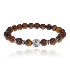 Браслет Дерево жизни с нат. камнем Тигровый глаз 8мм BSHE-05-19S