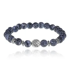 Браслет Дерево жизни с нат.камнем синий Африканский агат 8мм BSHE-05-27S