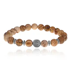 Браслет Дерево жизни с нат.камнем Песочная яшма 8мм BSHE-05-30S
