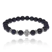 Браслет Клевер с синт.камнем Синий авантюрин 8мм BSHE-06-02S