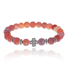 Браслет Клевер с нат.камнем Африканский агат 8мм BSHE-06-04S