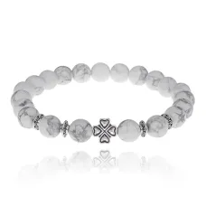 Браслет Клевер с нат.камнем Кахолонг 8мм BSHE-06-07S