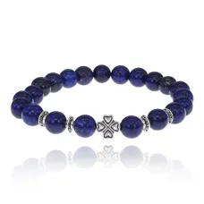 Браслет Клевер с нат. камнем Лазурит 8 мм BSHE-06-10S
