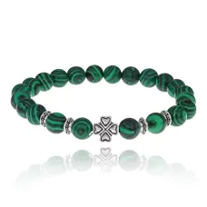 Браслет Клевер с синт.камнем Малахит 8мм BSHE-06-12S