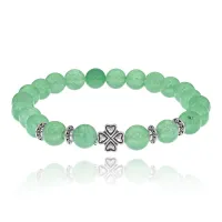 Браслет Клевер с нат.камнем Нефрит 8мм BSHE-06-13S