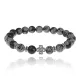 Браслет Клевер с нат.камнем Снежный обсидиан 8мм BSHE-06-14S