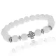 Браслет Клевер с синт. камнем Сахарный кварц 8мм BSHE-06-16S