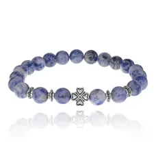 Браслет Клевер с нат.камнем Содалит 8мм BSHE-06-18S