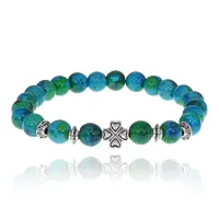 Браслет Клевер с синт. камнем Хризоколла 8 мм BSHE-06-21S