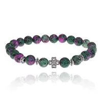 Браслет Клевер с синт. камнем Цоизит 8 мм BSHE-06-22S