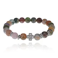 Браслет Клевер с нат.камнем Яшма 8мм BSHE-06-25S