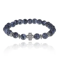 Браслет Клевер с нат.камнем синий Африканский агат 8мм BSHE-06-27S