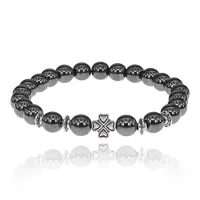 Браслет Клевер с синтетическим камнем Гематит (не магнит.) 8мм BSHE-06-28S