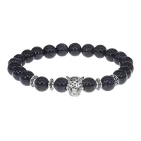 Браслет-амулет Леопард с синт. камнем Синий авантюрин 8мм BSHE-07-02S