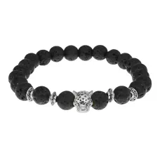 Браслет-амулет Леопард с нат. камнем Лава 8 мм BSHE-07-09S