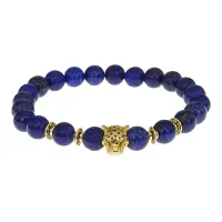 Браслет-амулет Леопард с нат. камнем Лазурит 8 мм BSHE-07-10G