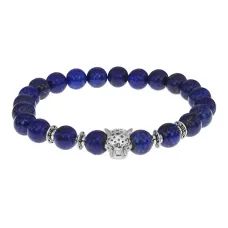 Браслет-амулет Леопард с нат.камнем Лазурит 8мм BSHE-07-10S