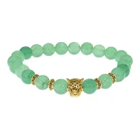 Браслет-амулет Леопард с нат. камнем Нефрит 8мм BSHE-07-13G
