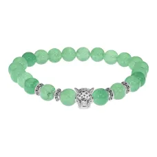 Браслет-амулет Леопард с нат. камнем Нефрит 8мм BSHE-07-13S