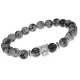 Браслет-амулет Леопард с нат. камнем Снежный обсидиан 8мм BSHE-07-14S