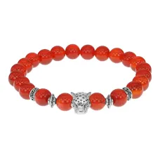 Браслет-амулет Леопард с нат. камнем Сердолик 8мм BSHE-07-17S