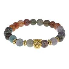 Браслет-амулет Леопард с нат. камнем Яшма 8мм BSHE-07-25G