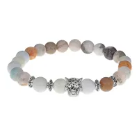 Браслет-амулет Леопард с нат. камнем Амазонит 8мм BSHE-07-26S