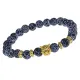 Браслет-амулет Леопард с нат. камнем синий Африканский агат 8мм BSHE-07-27G