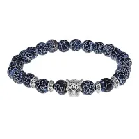 Браслет-амулет Леопард с нат. камнем синий Африканский агат 8мм BSHE-07-27S