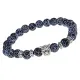 Браслет-амулет Леопард с нат. камнем синий Африканский агат 8мм BSHE-07-27S
