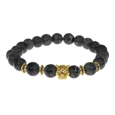Браслет-амулет Леопард с нат. камнем Змеевик 8мм BSHE-07-29G