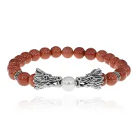 Браслет-амулет Драконы с синт. камнем Коричневый авантюрин 8мм BSHE-08-01S