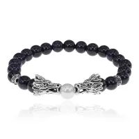 Браслет-амулет Драконы с синт. камнем Синий авантюрин 8мм