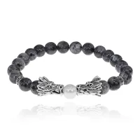 Браслет-амулет Драконы с нат.камнем Лабрадор 8мм BSHE-08-08S