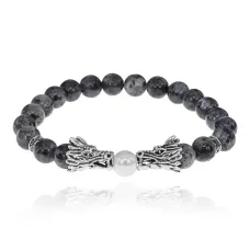 Браслет-амулет Драконы с нат.камнем Лабрадор 8мм BSHE-08-08S