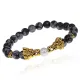 Браслет-амулет Драконы с нат.камнем Снежный обсидиан 8мм BSHE-08-14G