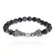 Браслет-амулет Драконы с нат. камнем Снежный обсидиан 8мм BSHE-08-14S