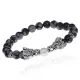 Браслет-амулет Драконы с нат. камнем Снежный обсидиан 8мм BSHE-08-14S