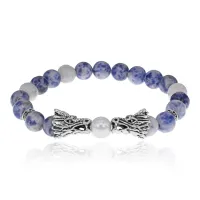 Браслет-амулет Драконы с нат. камнем Содалит 8мм BSHE-08-18S