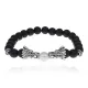 Браслет-амулет Драконы с синт. камнем Шунгит 8мм BSHE-08-24S