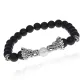 Браслет-амулет Драконы с синт. камнем Шунгит 8мм BSHE-08-24S