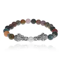 Браслет-амулет Драконы с нат.камнем Яшма 8мм BSHE-08-25S